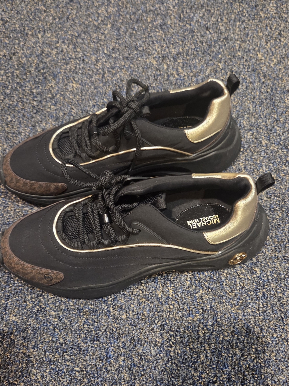 Michael Kors Black Sneakers with Gold Accents